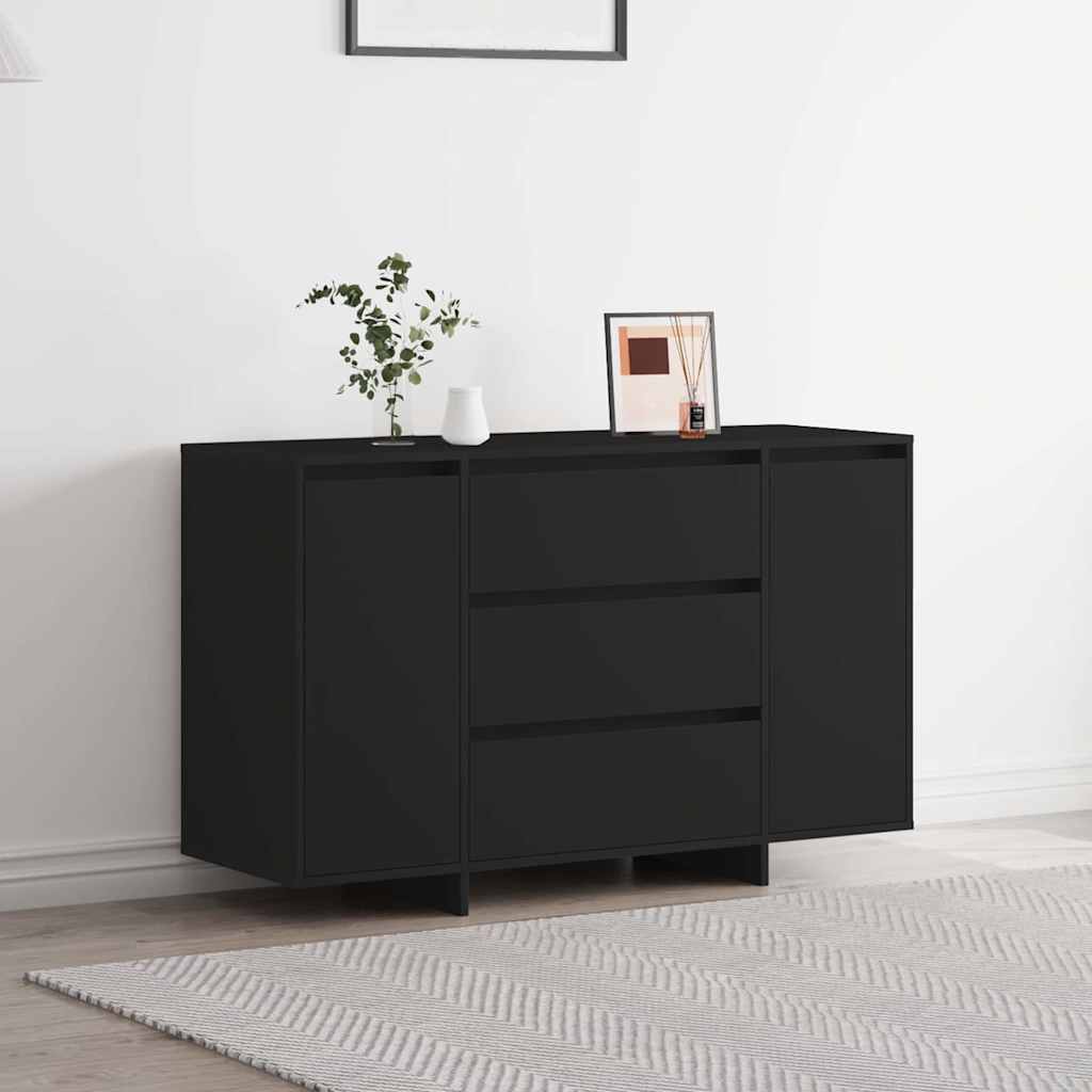 Sideboard Med Skuffe Sort 120 X 41 X 75 Cm Konstrueret Træ - Hovedbillede