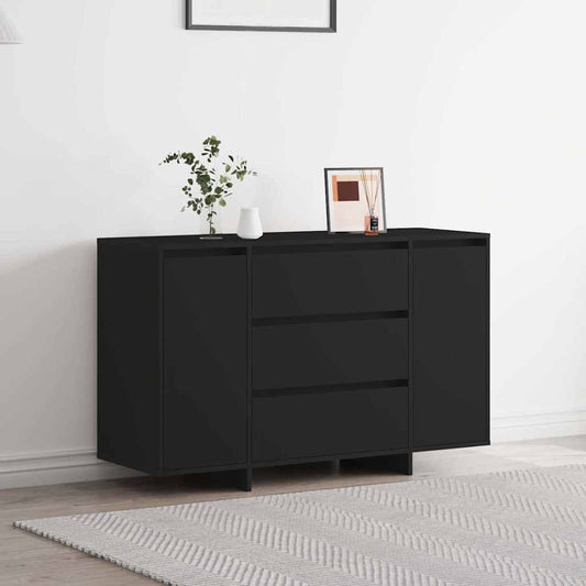 Sideboard Med Skuffe Sort 120 X 41 X 75 Cm Konstrueret Træ - Hovedbillede