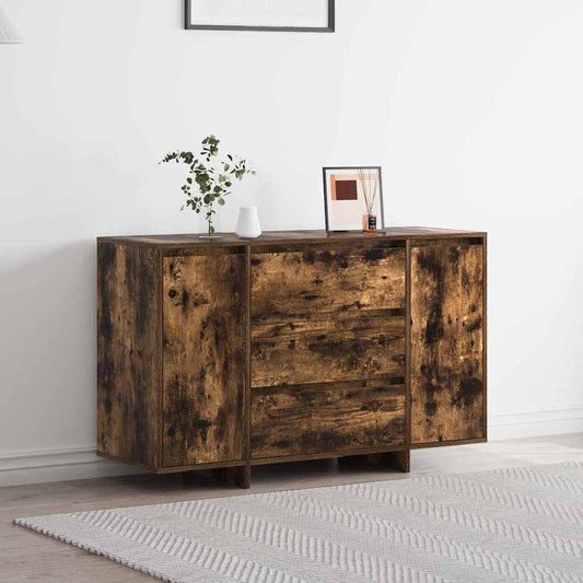 Sideboard Med Skuffe Røget Eg 120 X 41 X 75 Cm Konstrueret Træ - Hovedbillede