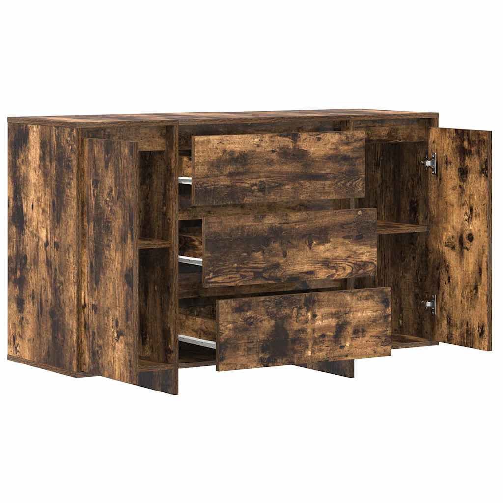 Sideboard Med Skuffe Røget Eg 120 X 41 X 75 Cm Konstrueret Træ - Billede 5