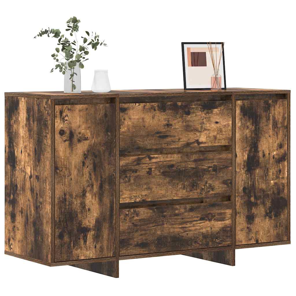Sideboard Med Skuffe Røget Eg 120 X 41 X 75 Cm Konstrueret Træ - Billede 3