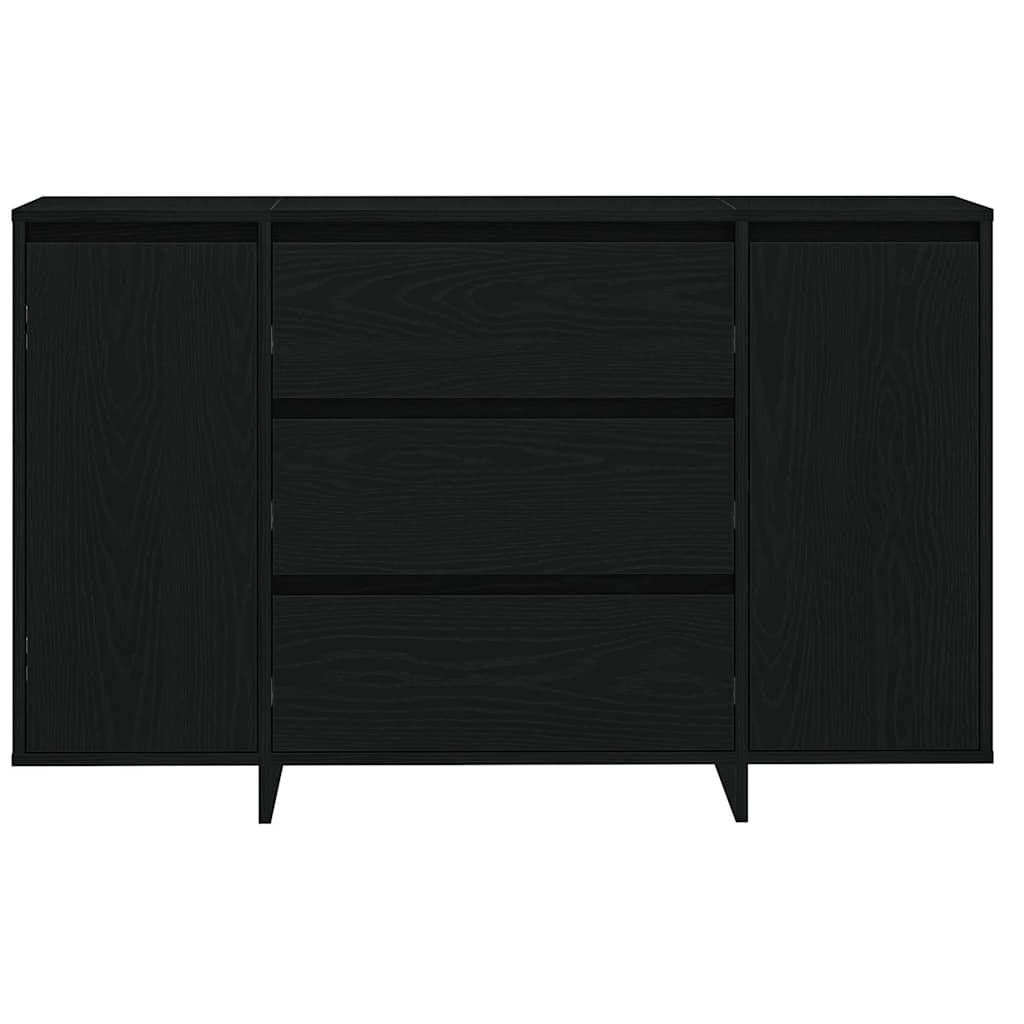 Sideboard Med Skuffe Sort Eg 120 X 41 X 75 Cm Konstrueret Træ - Billede 6