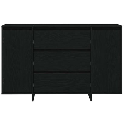 Sideboard Med Skuffe Sort Eg 120 X 41 X 75 Cm Konstrueret Træ - Billede 6