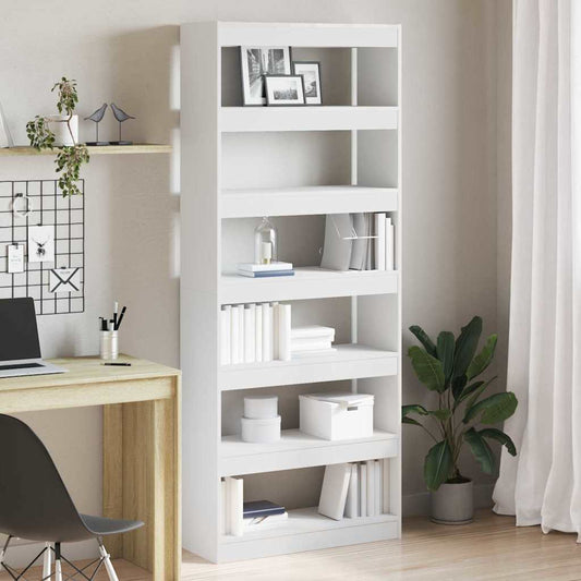 Bogreol Med Hylde Hvid 80 X 30 X 198 Cm Konstrueret Træ - Hovedbillede