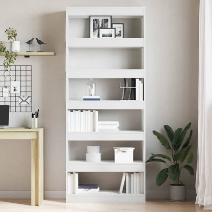 Bogreol Med Hylde Hvid 80 X 30 X 198 Cm Konstrueret Træ - Billede 4