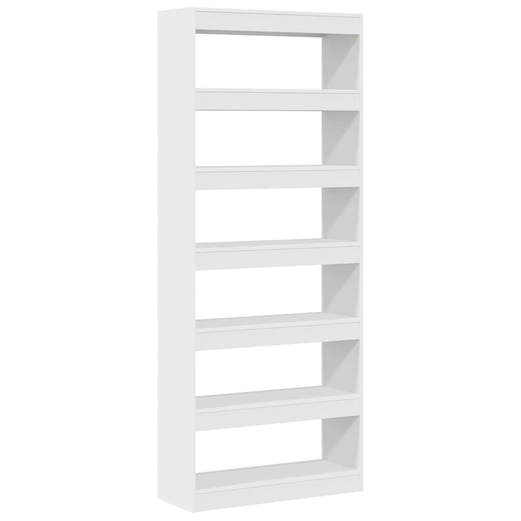 Bogreol Med Hylde Hvid 80 X 30 X 198 Cm Konstrueret Træ - Billede 2