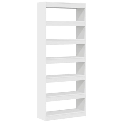 Bogreol Med Hylde Hvid 80 X 30 X 198 Cm Konstrueret Træ - Billede 2