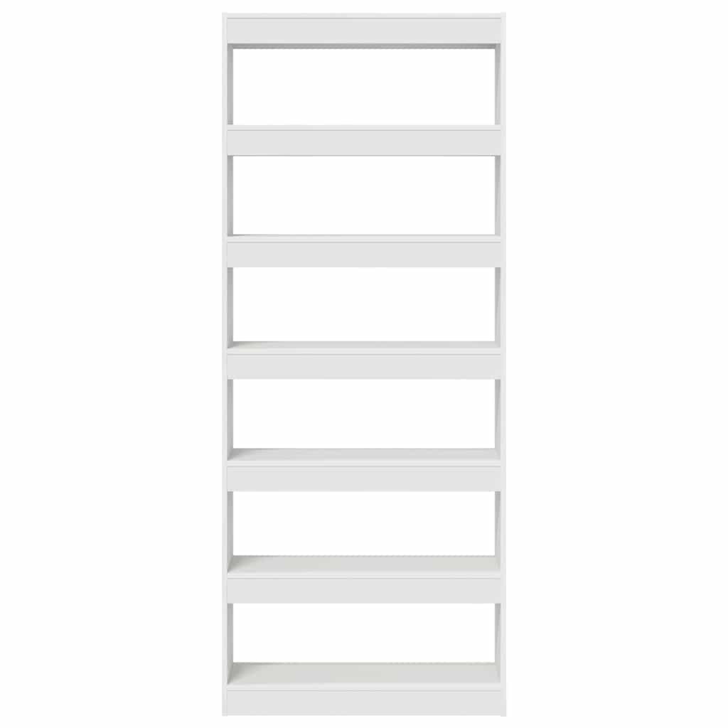 Bogreol Med Hylde Hvid 80 X 30 X 198 Cm Konstrueret Træ - Billede 5