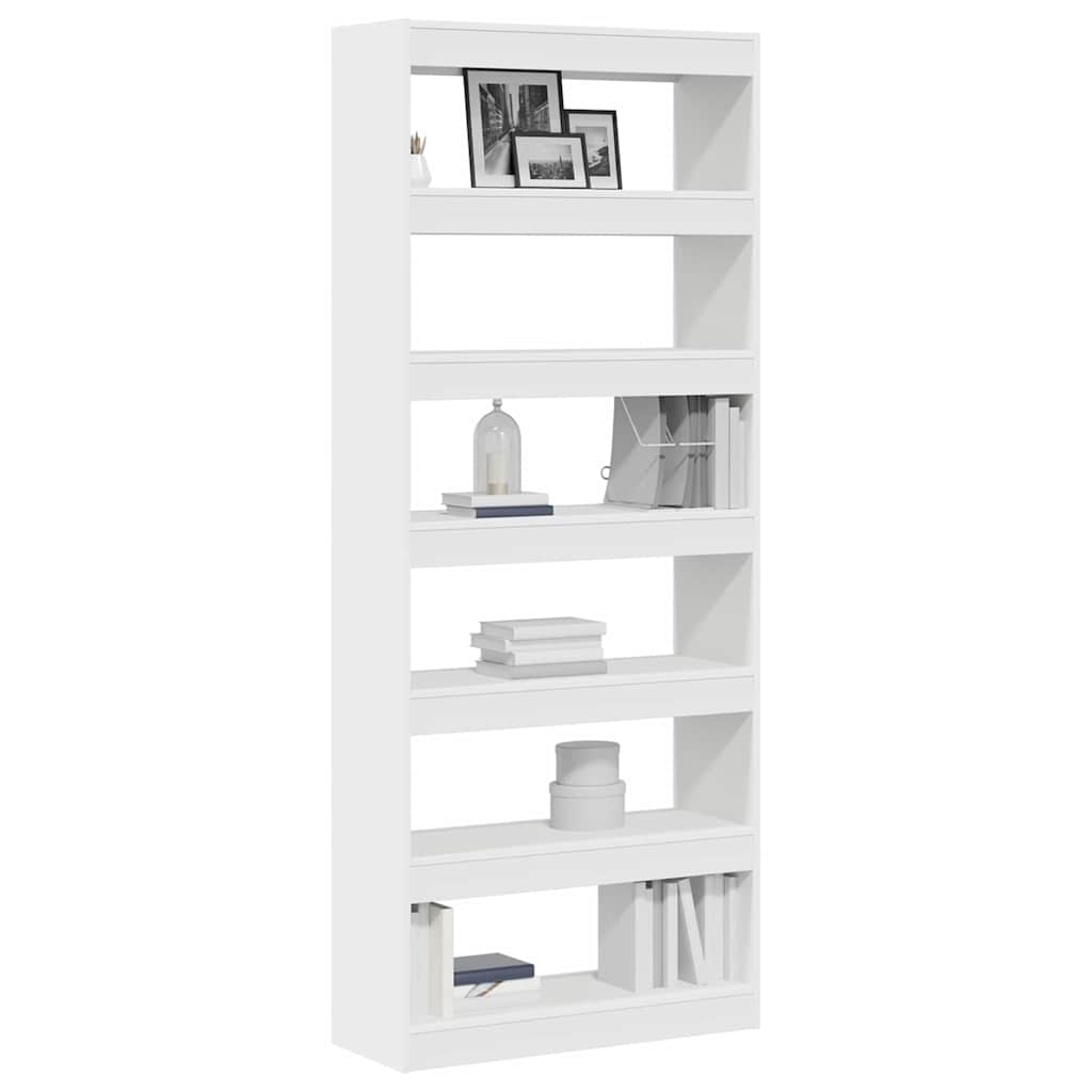 Bogreol Med Hylde Hvid 80 X 30 X 198 Cm Konstrueret Træ - Billede 3