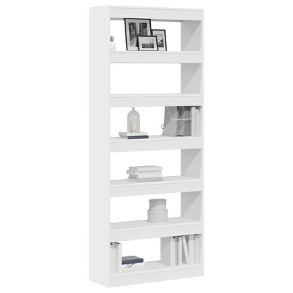 Bogreol Med Hylde Hvid 80 X 30 X 198 Cm Konstrueret Træ - Billede 3