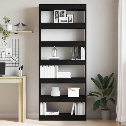 Bogreol Med Hylde Sort 80 X 30 X 198 Cm Konstrueret Træ - Billede 4