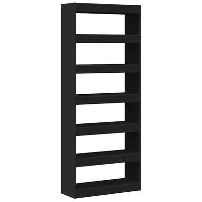 Bogreol Med Hylde Sort 80 X 30 X 198 Cm Konstrueret Træ - Billede 2