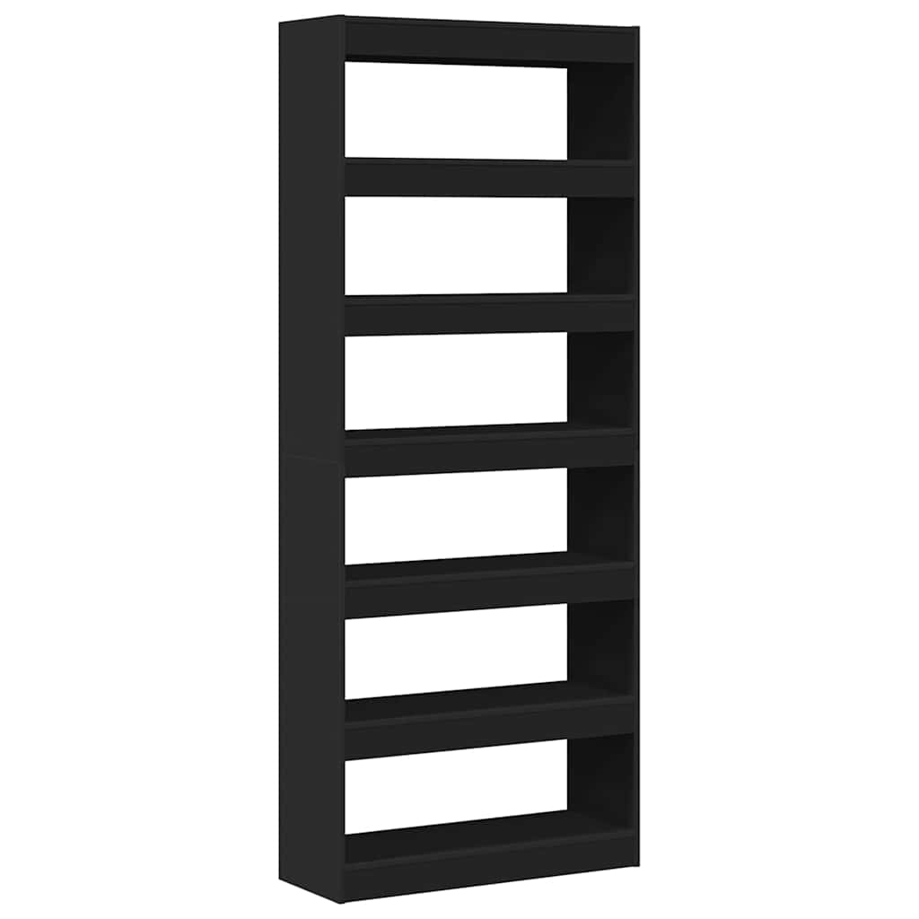 Bogreol Med Hylde Sort 80 X 30 X 198 Cm Konstrueret Træ - Billede 7