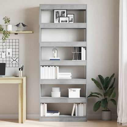 Bogreol Med Hylde Betongrå 80 X 30 X 198 Cm Konstrueret Træ - Billede 4