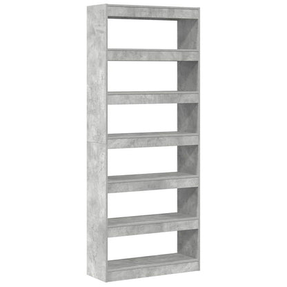 Bogreol Med Hylde Betongrå 80 X 30 X 198 Cm Konstrueret Træ - Billede 2
