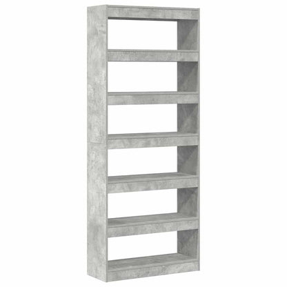 Bogreol Med Hylde Betongrå 80 X 30 X 198 Cm Konstrueret Træ - Billede 7