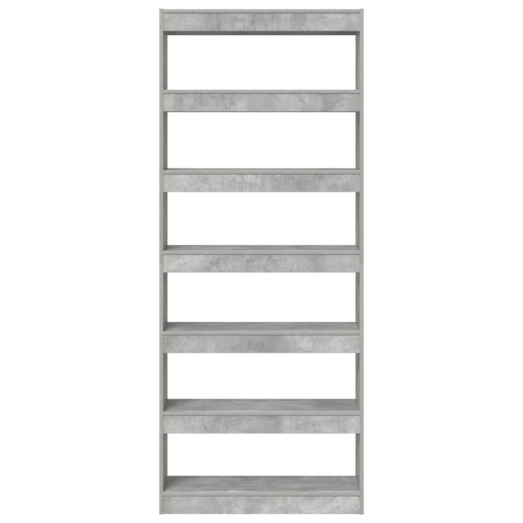 Bogreol Med Hylde Betongrå 80 X 30 X 198 Cm Konstrueret Træ - Billede 5