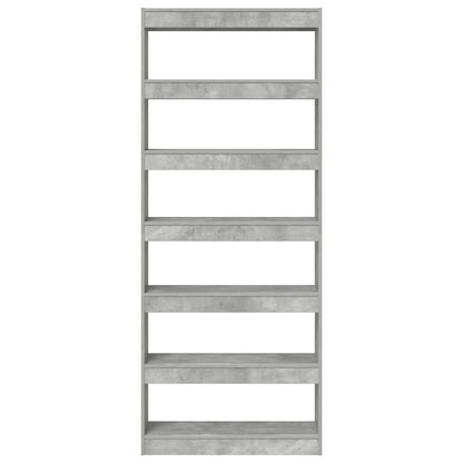 Bogreol Med Hylde Betongrå 80 X 30 X 198 Cm Konstrueret Træ - Billede 5
