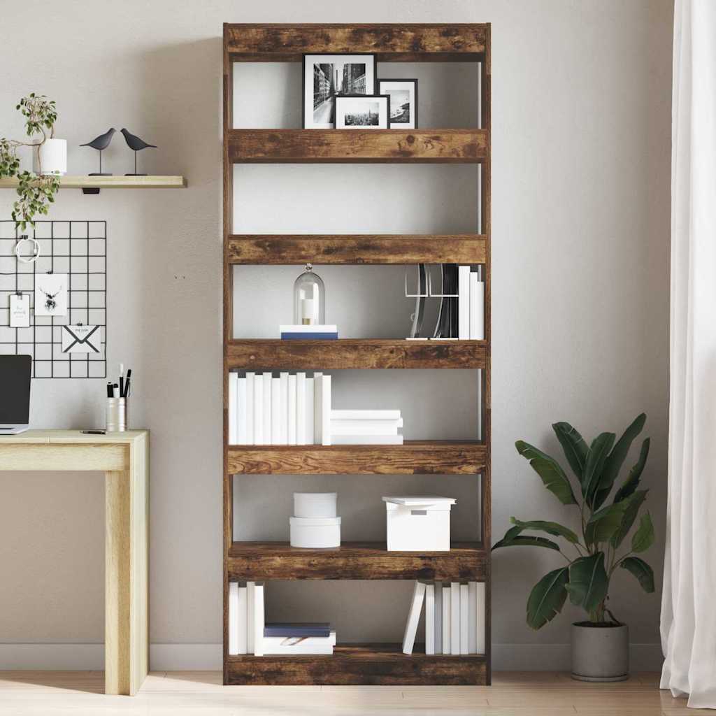 Bogreol Med Hylde Røget Eg 80 X 30 X 198 Cm Konstrueret Træ - Billede 4