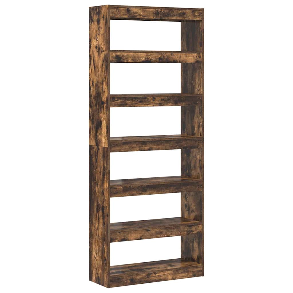 Bogreol Med Hylde Røget Eg 80 X 30 X 198 Cm Konstrueret Træ - Billede 7