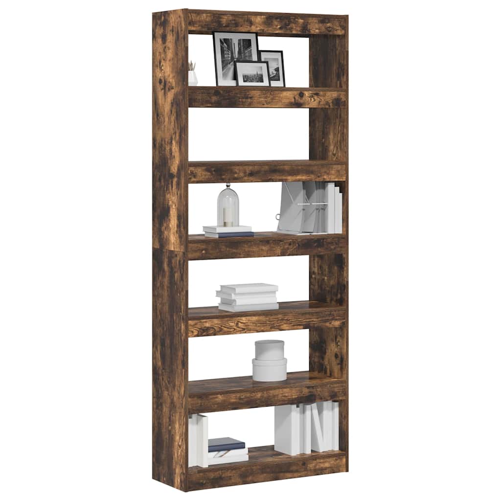 Bogreol Med Hylde Røget Eg 80 X 30 X 198 Cm Konstrueret Træ - Billede 3