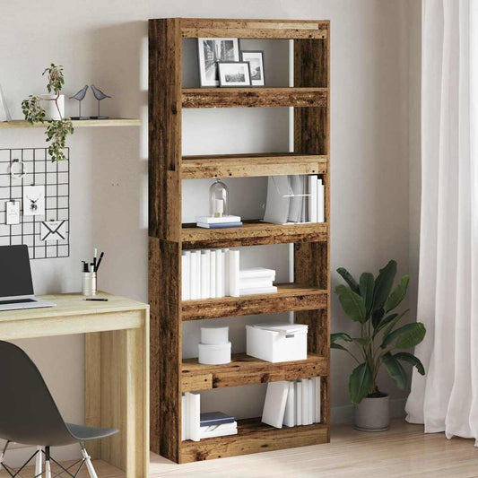 Bogreol Med Hylde Gammelt Træ 80 X 30 X 198 Cm Konstrueret Træ - Hovedbillede