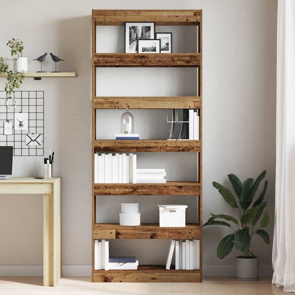 Bogreol Med Hylde Gammelt Træ 80 X 30 X 198 Cm Konstrueret Træ - Billede 4