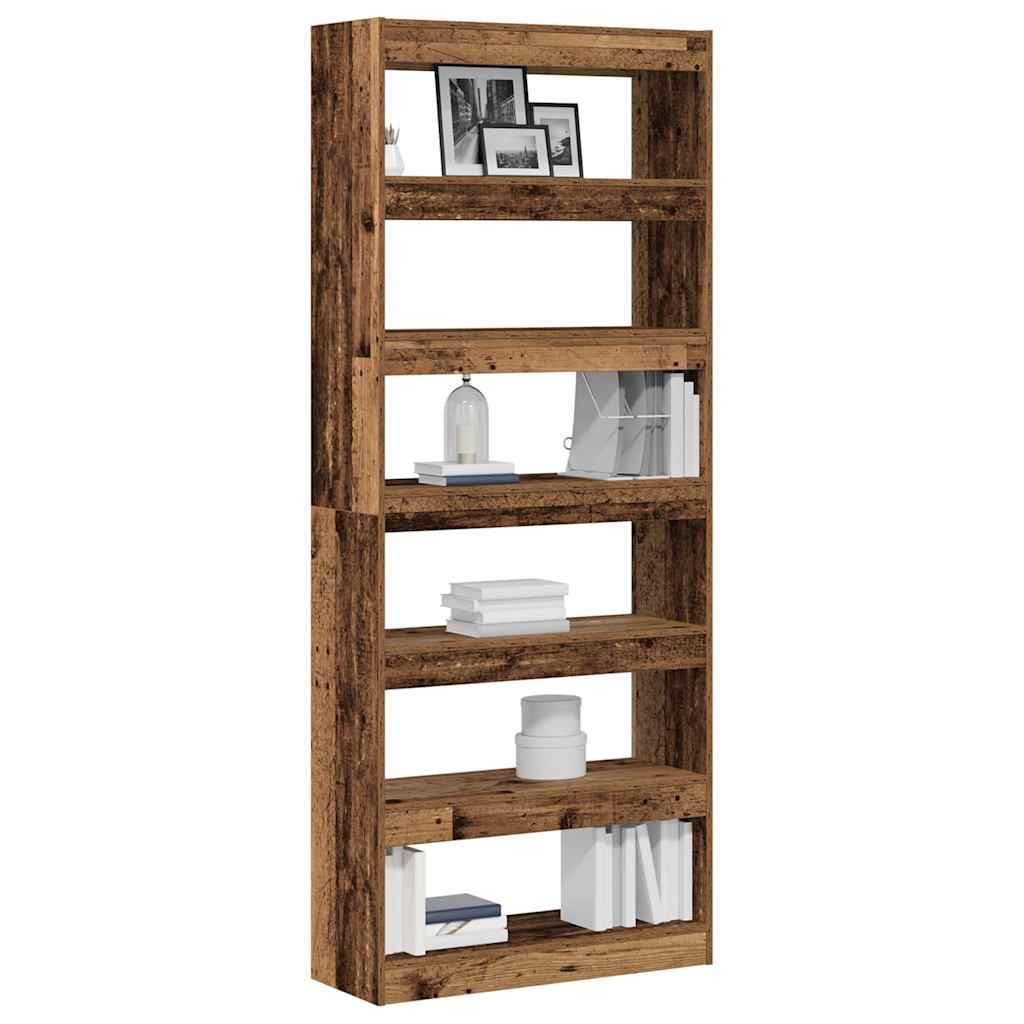 Bogreol Med Hylde Gammelt Træ 80 X 30 X 198 Cm Konstrueret Træ - Billede 3