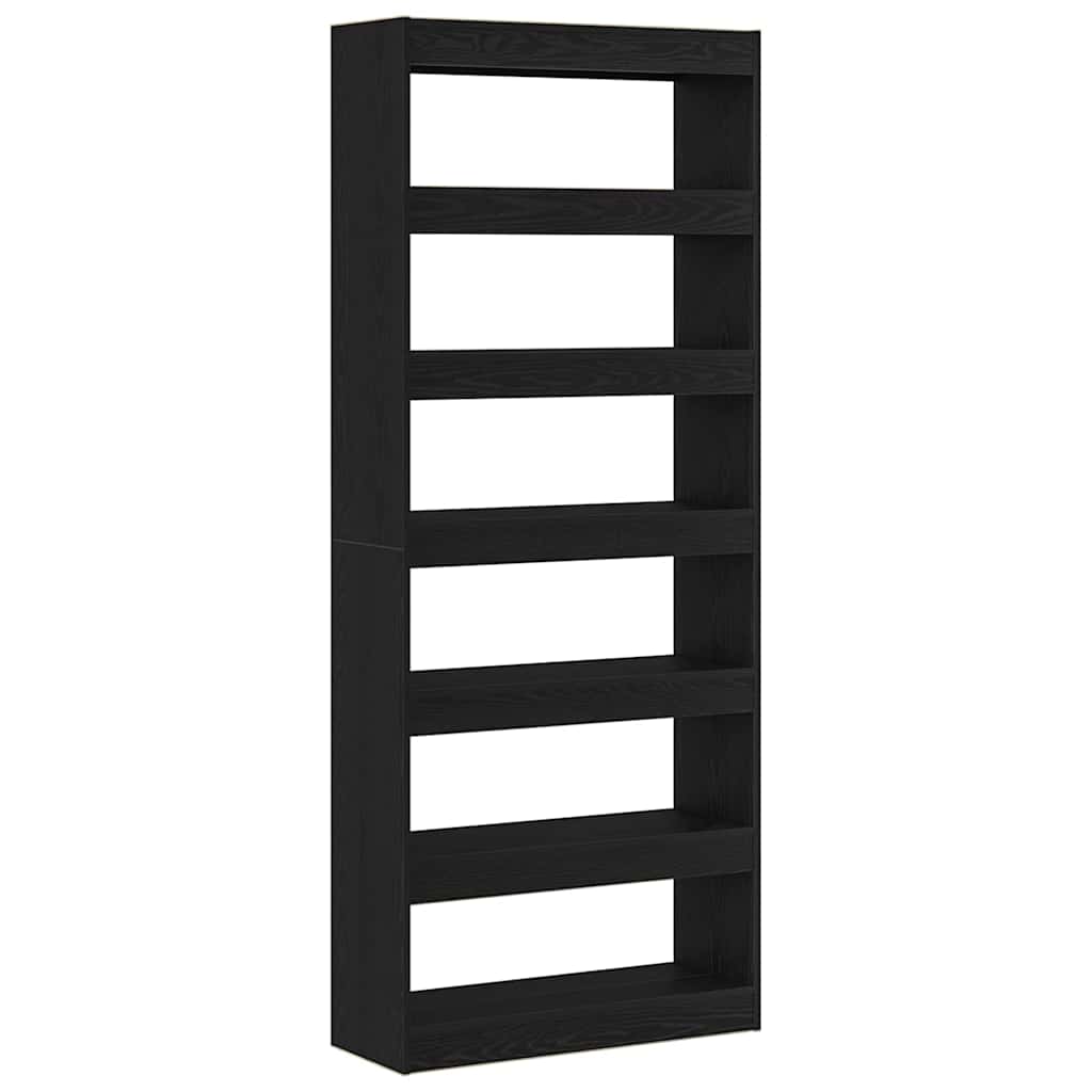 Bogreol Med Hylde Sort Eg 80 X 30 X 198 Cm Konstrueret Træ - Billede 7