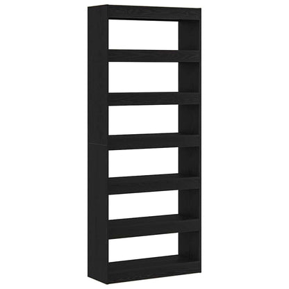 Bogreol Med Hylde Sort Eg 80 X 30 X 198 Cm Konstrueret Træ - Billede 7