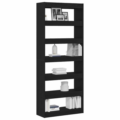 Bogreol Med Hylde Sort Eg 80 X 30 X 198 Cm Konstrueret Træ - Billede 3