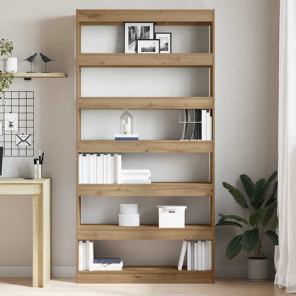 Bogskab 6 Niveauer 100 X 30 X 198 Cm Konstrueret Træ - Billede 4