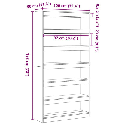 Bogskab 6 Niveauer 100 X 30 X 198 Cm Konstrueret Træ - Billede 11