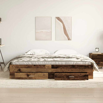 Sengestel Med Skuffer Gammelt Træ 180 X 200 Cm Konstrueret Træ - Billede 4