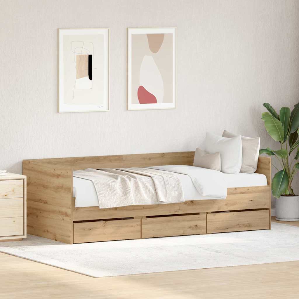 Daybed Med Skuffe Egetræ Konstrueret Træ - Variant 3333994