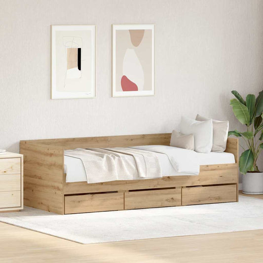 Daybed Med Skuffe Egetræ Konstrueret Træ - Hovedbillede