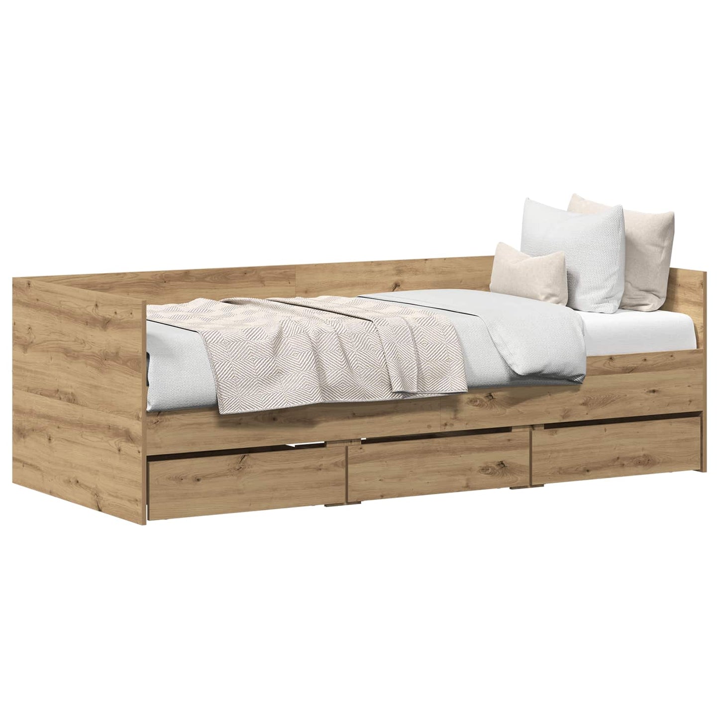 Daybed Med Skuffe Egetræ Konstrueret Træ - Billede 2