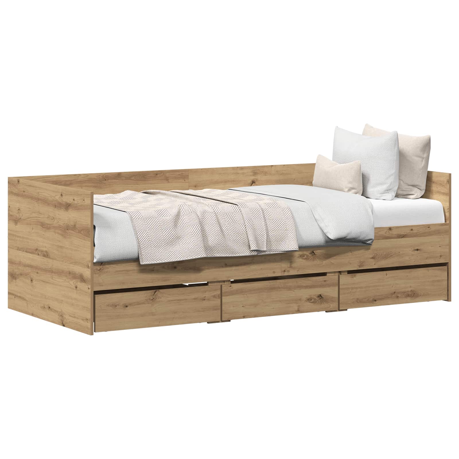 Daybed Med Skuffe Egetræ Konstrueret Træ - Billede 2