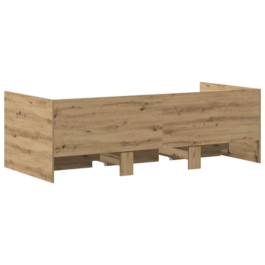 Daybed Med Skuffe Egetræ Konstrueret Træ - Billede 6