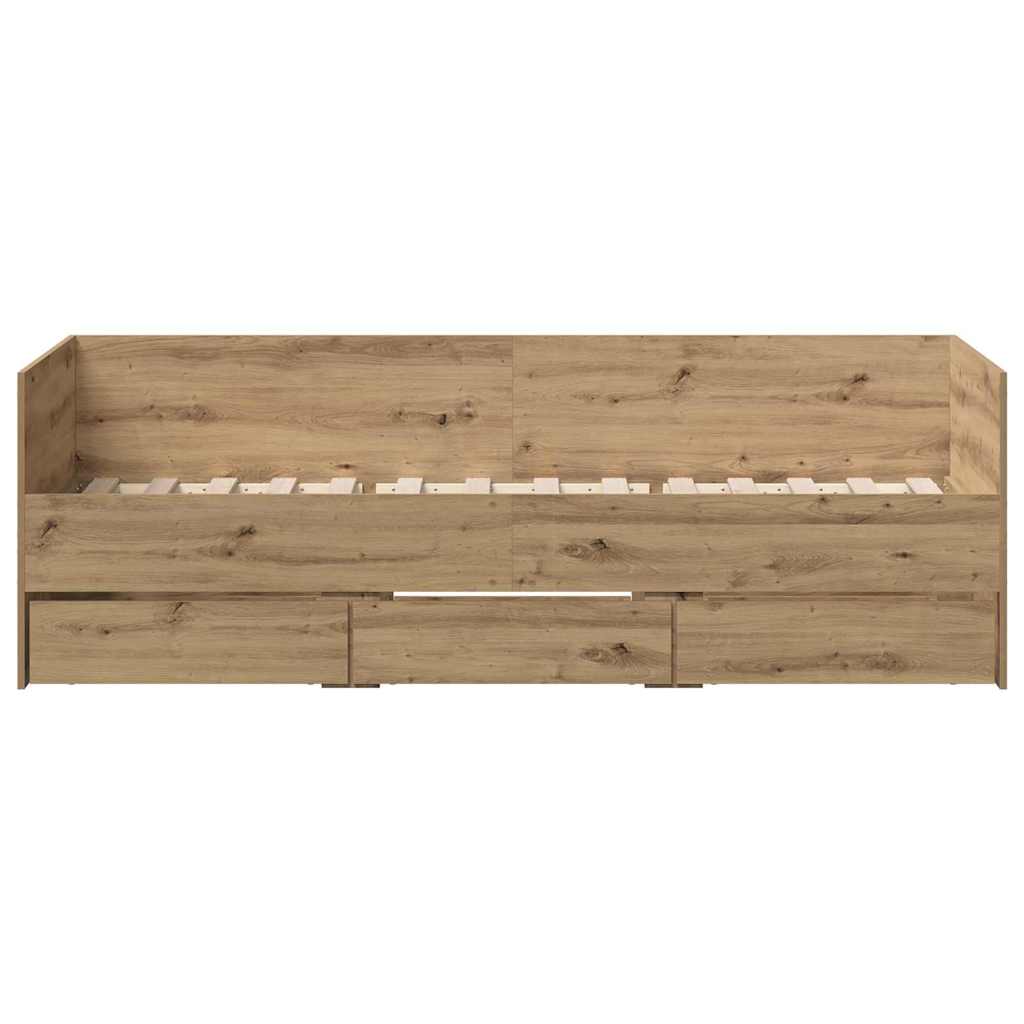 Daybed Med Skuffe Egetræ Konstrueret Træ - Billede 4