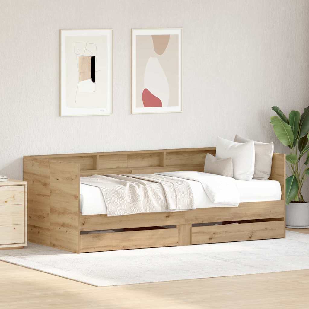 Daybed Med Skuffe Egetræ Konstrueret Træ - Variant 3334000