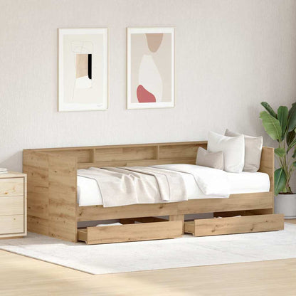 Daybed Med Skuffe Egetræ Konstrueret Træ - Billede 3