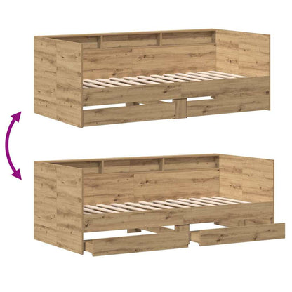Daybed Med Skuffe Egetræ Konstrueret Træ - Billede 10