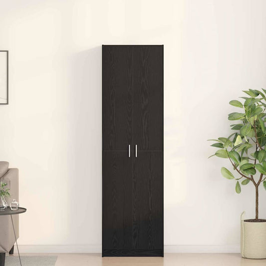Garderobeskab Med Dør Sort Eg 55 X 25 X 189 Cm Konstrueret Træ - Hovedbillede