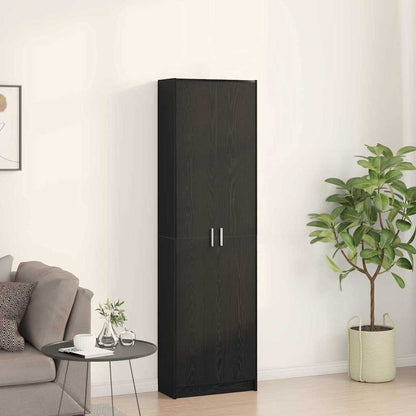 Garderobeskab Med Dør Sort Eg 55 X 25 X 189 Cm Konstrueret Træ - Billede 4