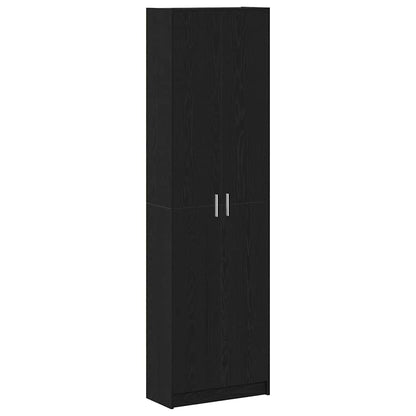 Garderobeskab Med Dør Sort Eg 55 X 25 X 189 Cm Konstrueret Træ - Billede 2