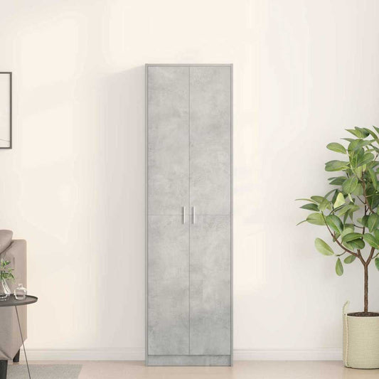 Garderobeskab Med Dør Betongrå 55 X 25 X 189 Cm Konstrueret Træ - Hovedbillede