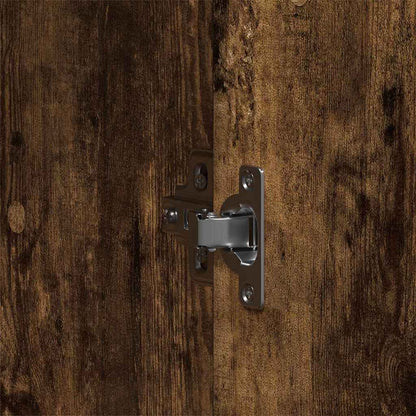 Garderobeskab Med Dør Røget Eg 55 X 25 X 189 Cm Konstrueret Træ - Billede 9