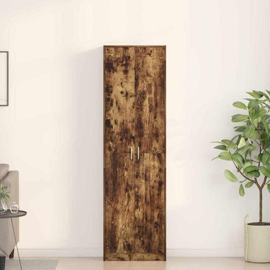 Garderobeskab Med Dør Røget Eg 55 X 25 X 189 Cm Konstrueret Træ - Hovedbillede