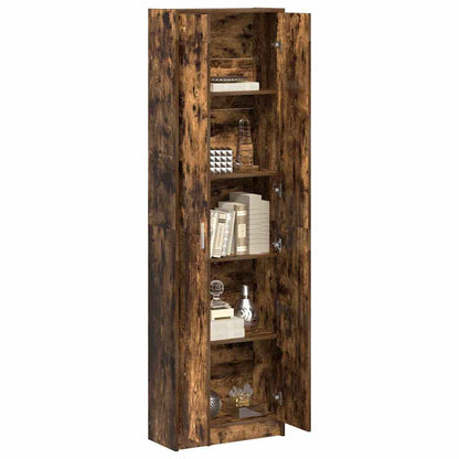 Garderobeskab Med Dør Røget Eg 55 X 25 X 189 Cm Konstrueret Træ - Billede 3